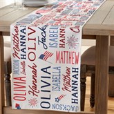 Patriotic Repeating Name Personalized Table Runner - 49764