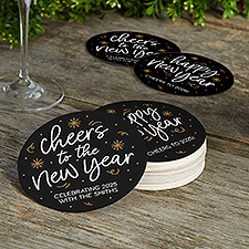 Cheers to the New Year Personalized Paper Coasters  - 50482