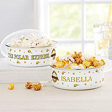 Polar Express Personalized Christmas Snack Bowl with Lid - Enamel - 51740