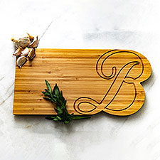 Personalized Minimalist Initial Bamboo Charcuterie Board  - 51800D