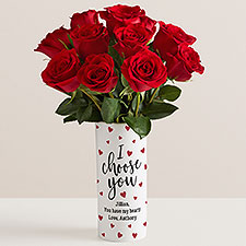 I Choose You Romantic Personalized Flower Vase  Red Rose Bouquet - 52636