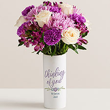 Thinking Of You Personalized Vase with Mixed Garden Floral Bouquet - 52638