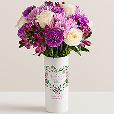 A Moms Hug Personalized Vase  Lavender Garden Flower Bouquet - 52640