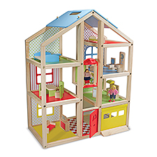 Melissa  Doug Wooden Hi-Rise Toy Dollhouse - 52678D