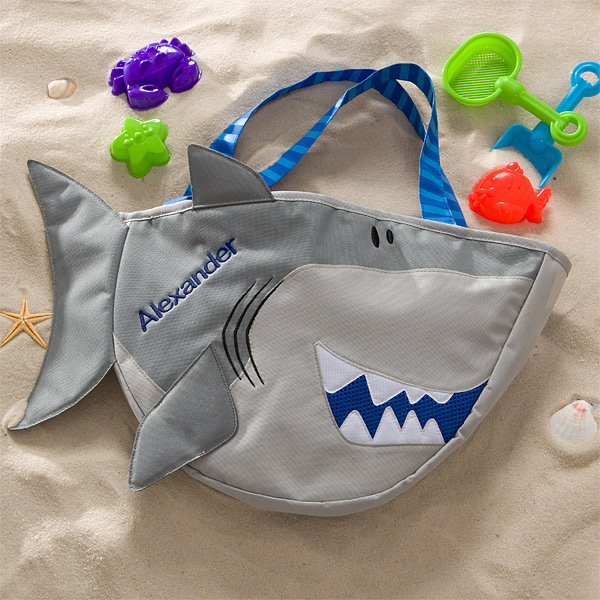 Personalized Shark Beach Tote Bag with Beach Toy Set - 10310