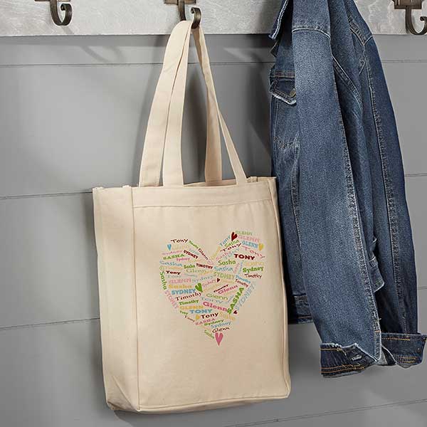 Personalized Canvas Tote Bag - Her Heart Of Love - 10352
