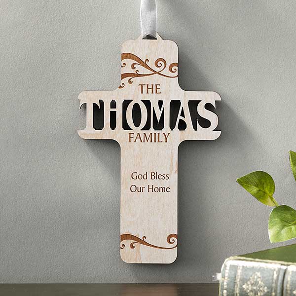 Personalized Wooden Cross - Bless Our Family - 11257