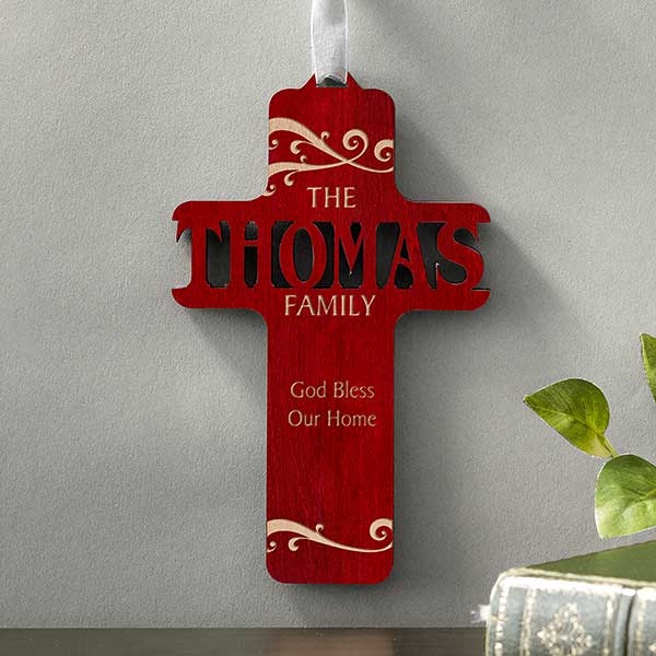 Personalized Wooden Cross - Bless Our Family - 11257