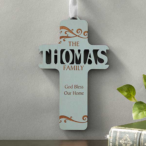 Personalized Wooden Cross - Bless Our Family - 11257