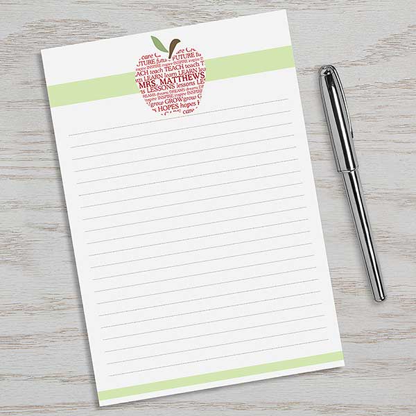Personalized Teacher's Note Pads - Apple Scroll - 11613
