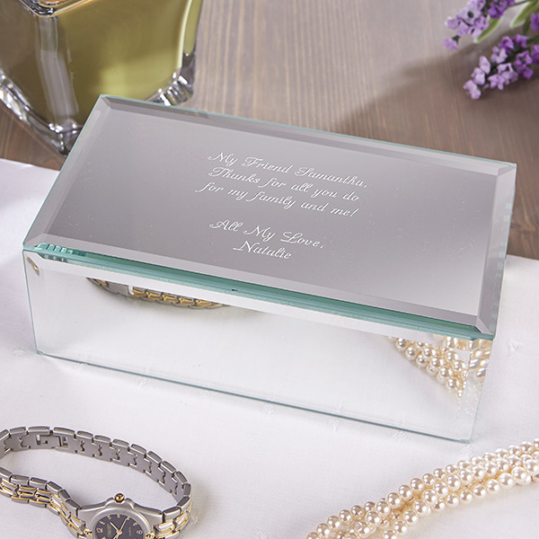 Personalized Mirrored Jewelry Boxes - Your Own Message - 12507