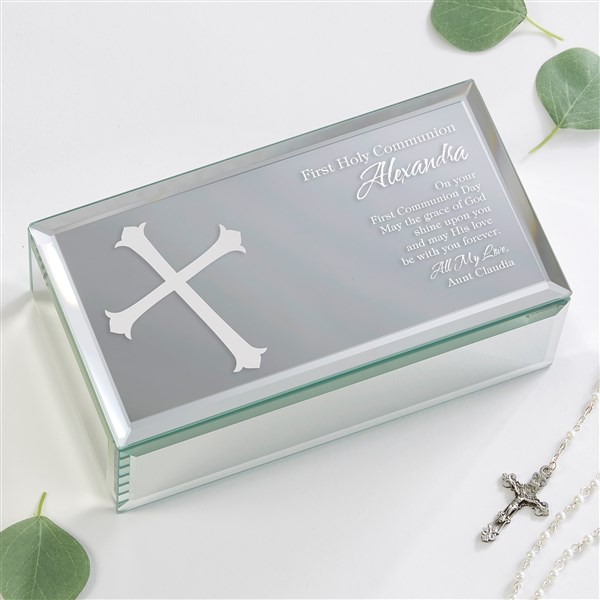 Personalized Mirrored Keepsake Box - First Communion Blessing - 12753