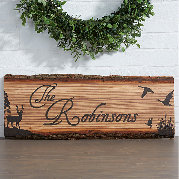 Personalized Rustic Wood Plaque - Hunter's Hideaway - 13761