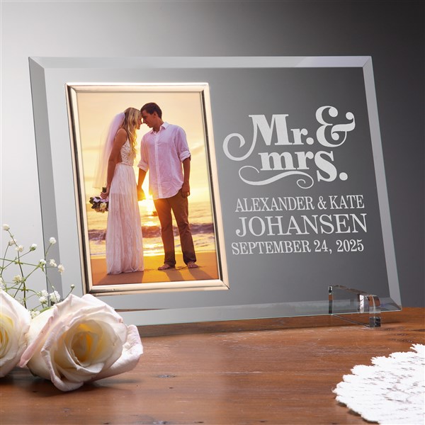 Personalized Glass Wedding Frames - Mr & Mrs - 14489