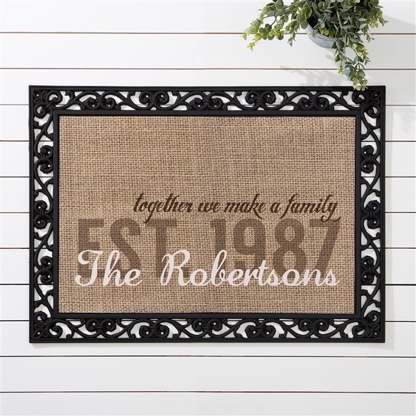 Personalized Burlap Family Doormat - Together We Make A Family - 14705