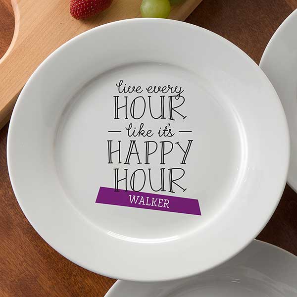 Personalized Cocktail Plate Set - Happy Hour - 14921