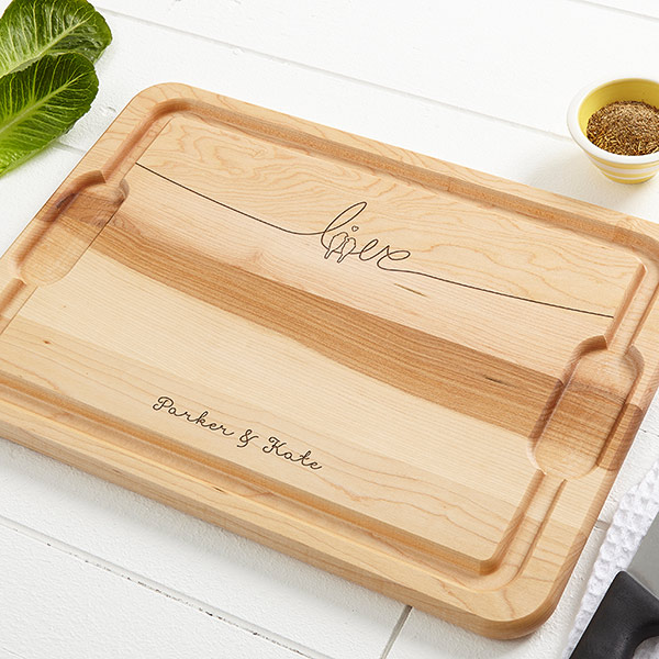 Personalized Maple Cutting Board - Lovebirds - 14958