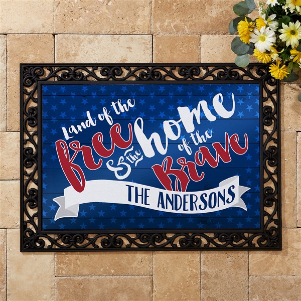 Personalized July 4th Doormat - Land Of The Free - 15773