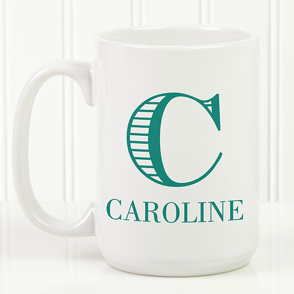 Personalized Coffee Mug - Striped Monogram - 15799