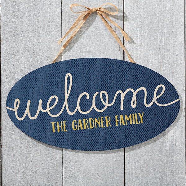 Personalized Oval Wood Sign - Home Greetings - 16346