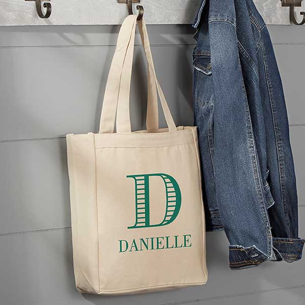 Personalized Tote Bags - Striped Monogram - 16453