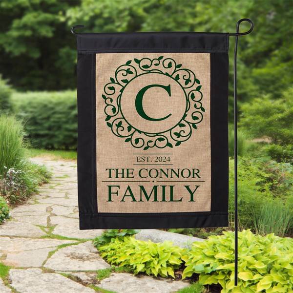 Personalized Monogram Burlap Garden Flag - Circle & Vine - 17015
