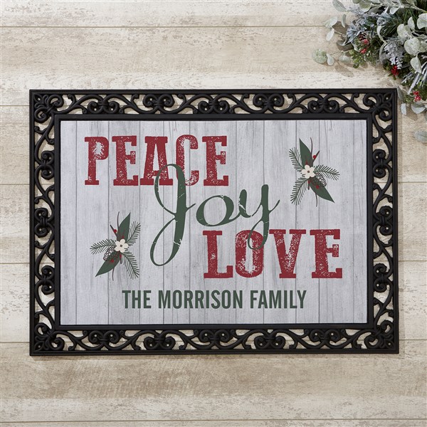 Personalized Peace, Love, Joy Doormats - 17965