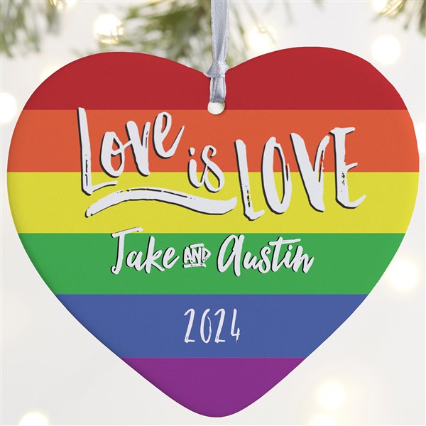 Personalized Rainbow Christmas Ornament - Love Is Love - 18008