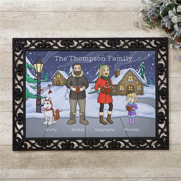 Personalized Doormats - Christmas Caroling Family - 18134