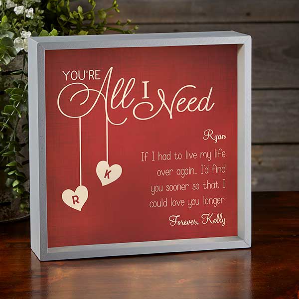 Personalized LED Light Shadow Box - You're All I Need - 18268