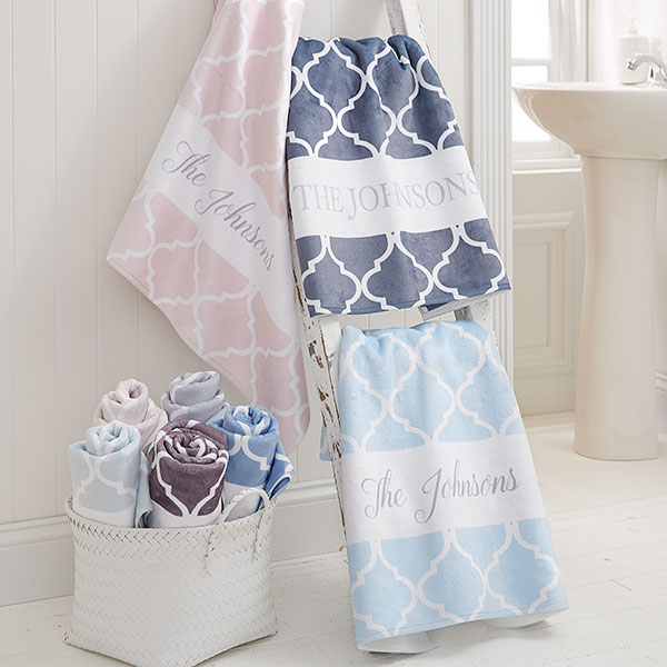 Personalized Bath Towels - Geometric Pattern - 18696