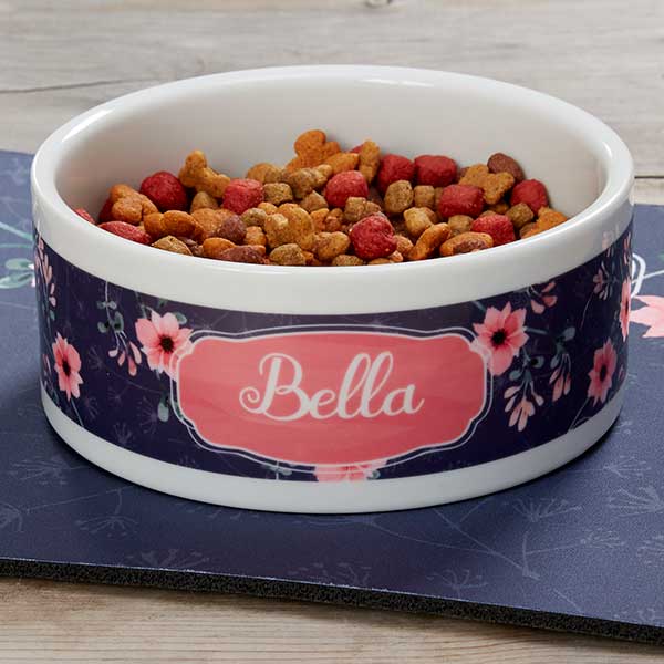 Personalized Dog Bowls - Floral Designs - 19021