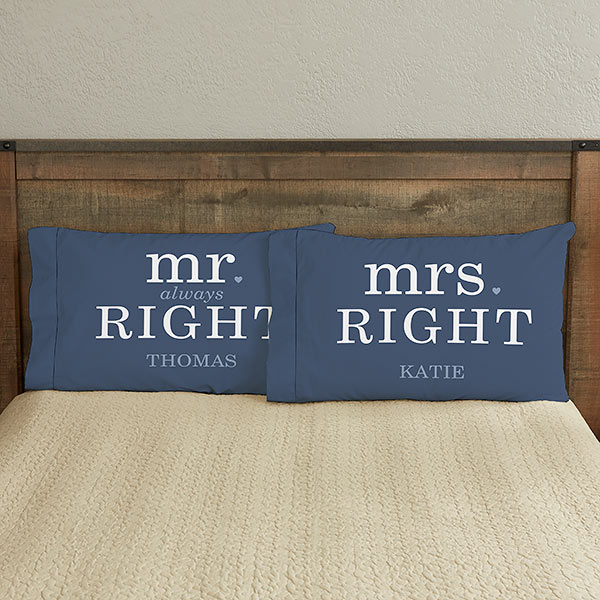 Mr & Mrs Right Personalized Pillowcases - 19416