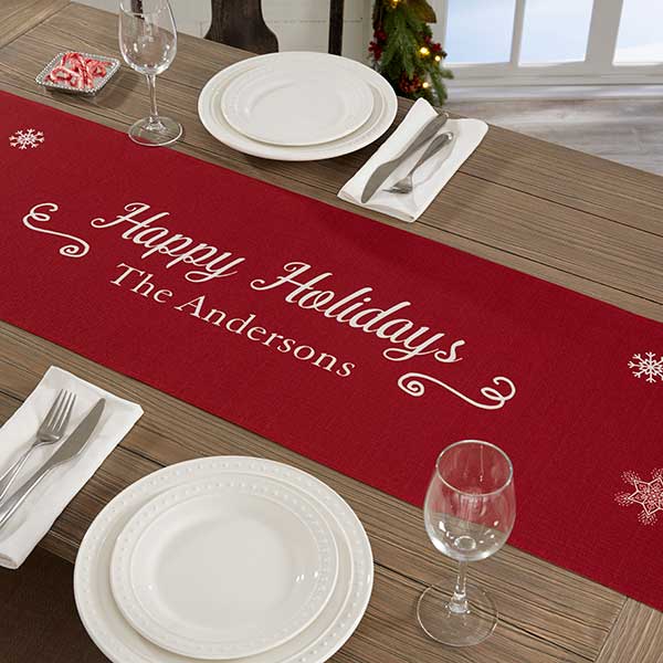 Personalized Table Runner - Holiday Snowflakes - 19429