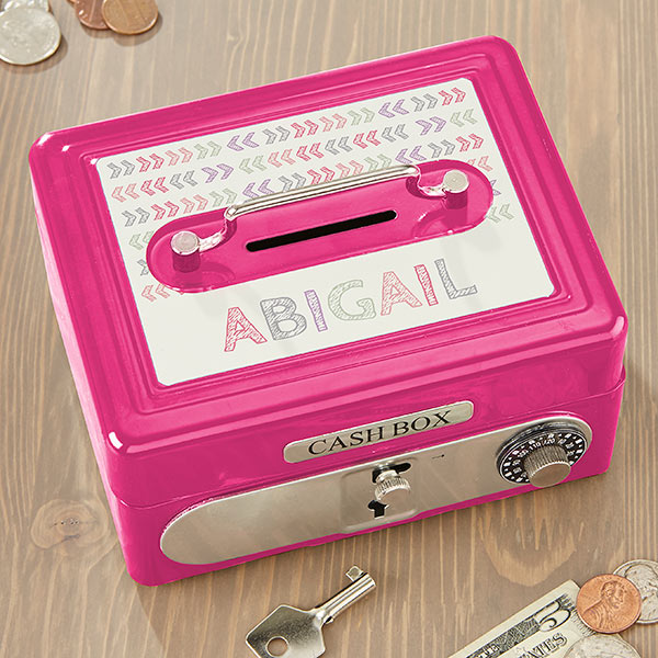 Personalized Cash Box - Stencil Name - 19584