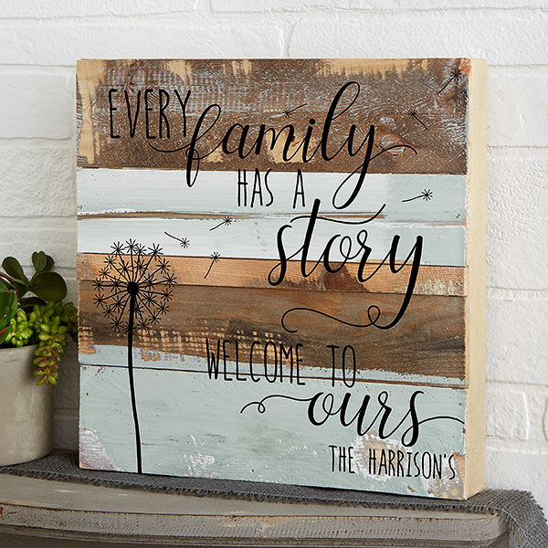 Personalized Rustic Reclaimed Wood Wall Art - Family Story - 19699