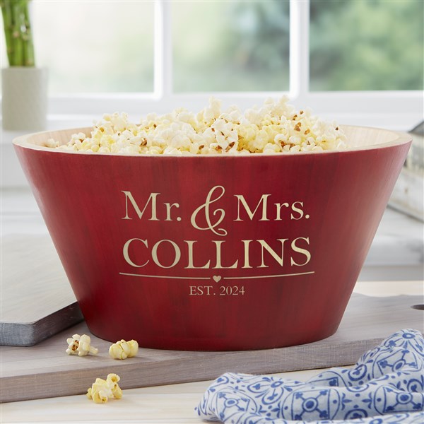 Personalized Red Bamboo Bowls - Wedding Couple - 20149