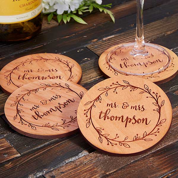 Personalized Wood Coasters Wedding Favors - 20399