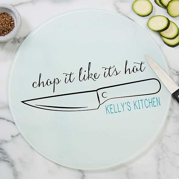 Personalized Round Glass Cutting Boards - Kitchen Puns - 20466