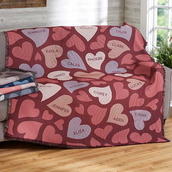 Personalized Blankets - Loving Hearts - 20545