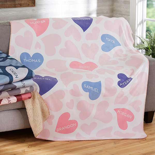 Personalized Blankets - Loving Hearts - 20545