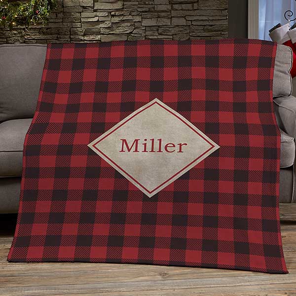 Cozy Cabin Personalized Buffalo Check Blankets - 21303