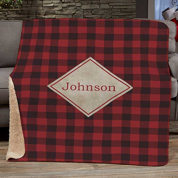 Cozy Cabin Personalized Buffalo Check Blankets - 21303