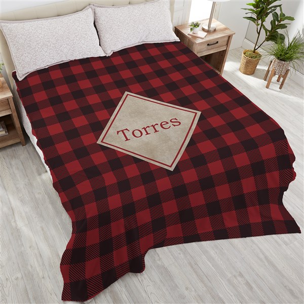 Cozy Cabin Personalized Buffalo Check Blankets - 21303