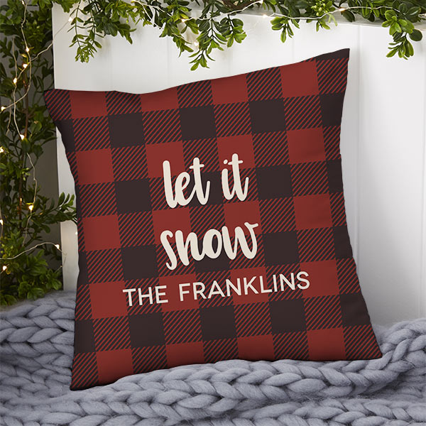 Personalized Buffalo Check Throw Pillows - Cozy Cabin - 21440