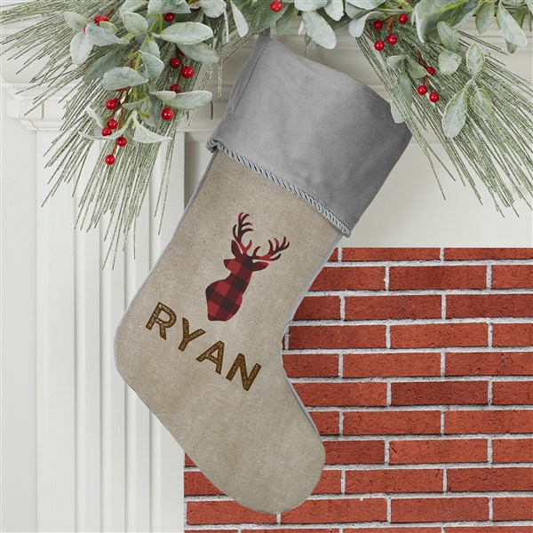 Cozy Cabin Buffalo Check Personalized Christmas Stockings - 21844