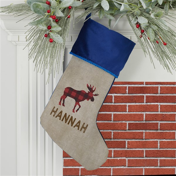 Cozy Cabin Buffalo Check Personalized Christmas Stockings - 21844