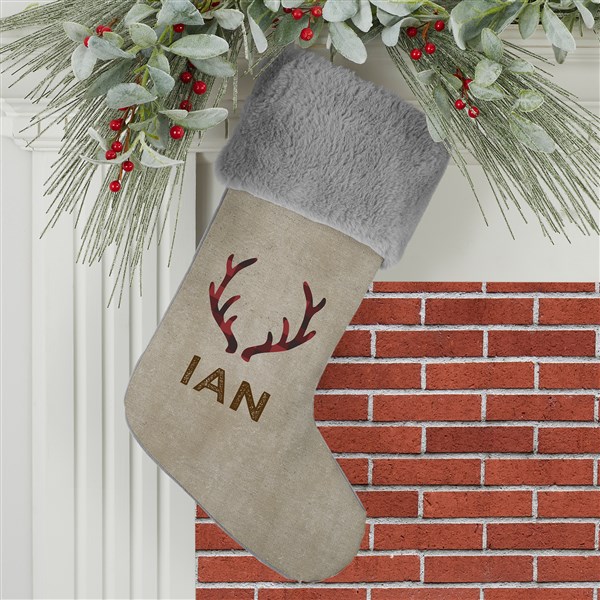 Cozy Cabin Buffalo Check Personalized Christmas Stockings - 21844