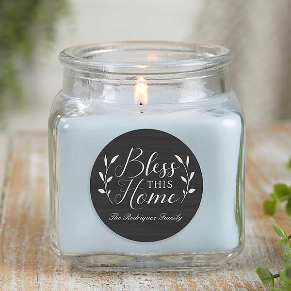 Bless This Home Personalized Scented Candle Jars - 21913