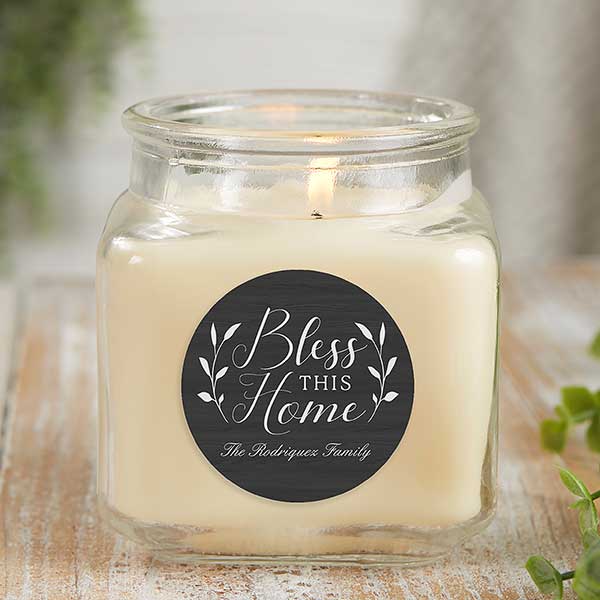 Bless This Home Personalized Scented Candle Jars - 21913